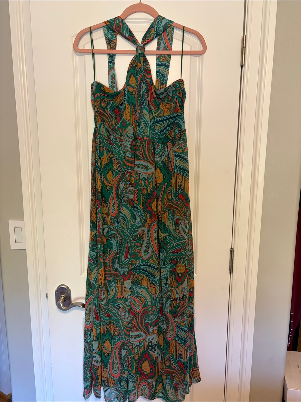 Maurices Teal Paisley Maxi Dress with Multicolor Accents